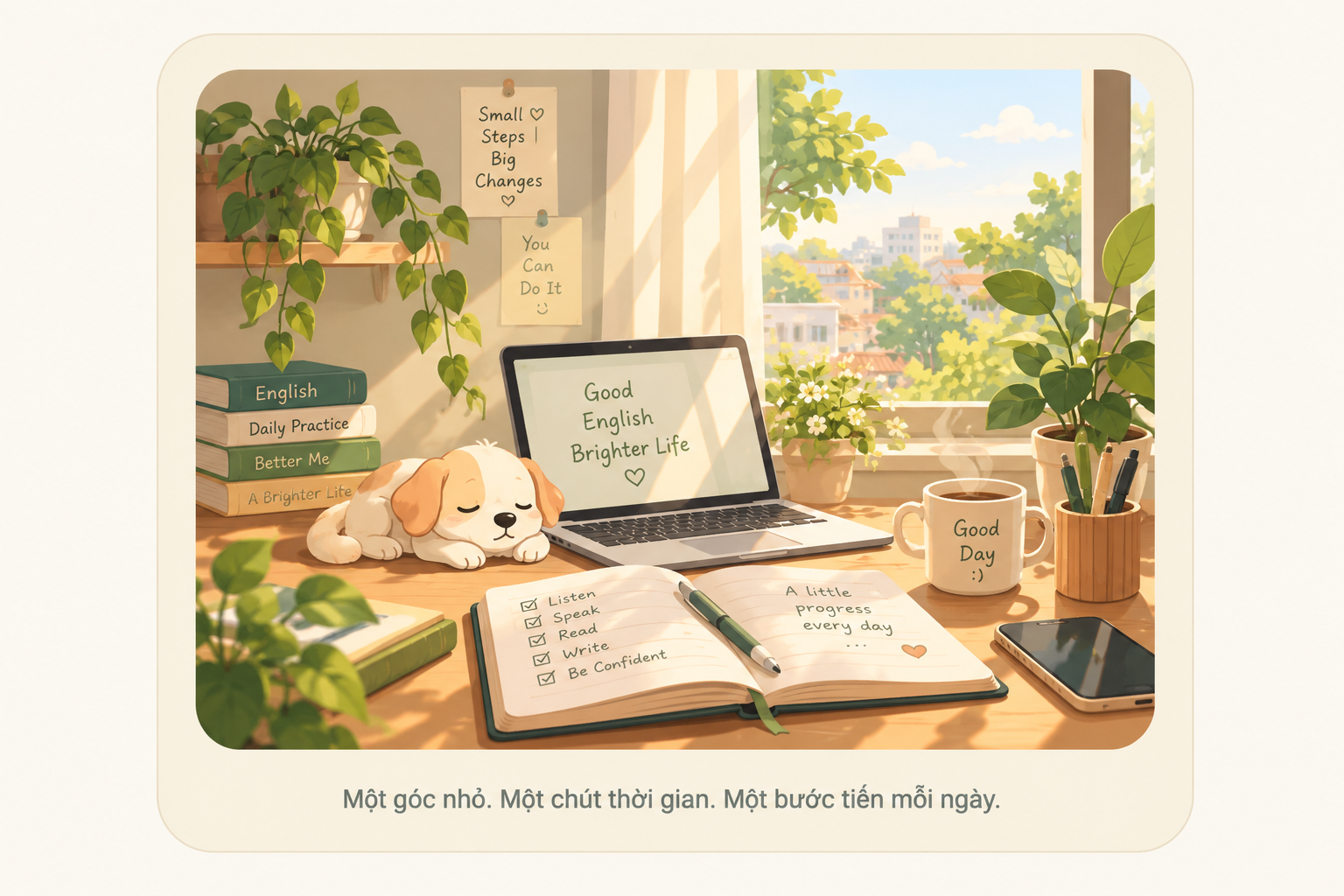 Góc học tập cũ của TuanBong: Một góc nhỏ. Một chút thời gian. Một bước tiến mỗi ngày.